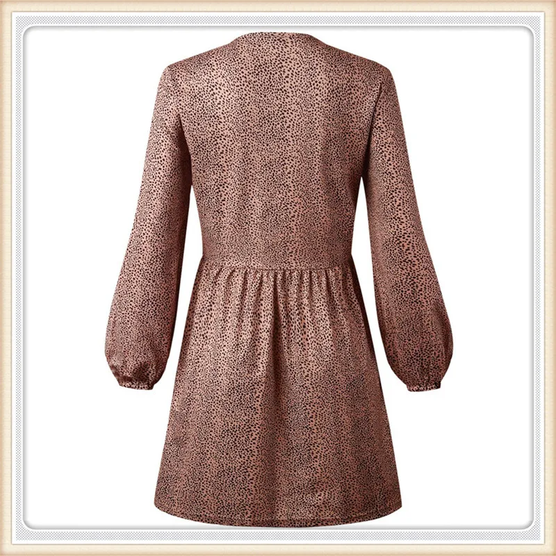 

Fashion Women Autumn Long Sleeve Mini Dress Elegant High waist V Neck Loose Dresses Party Club Classic Ladies Streetwear Nice