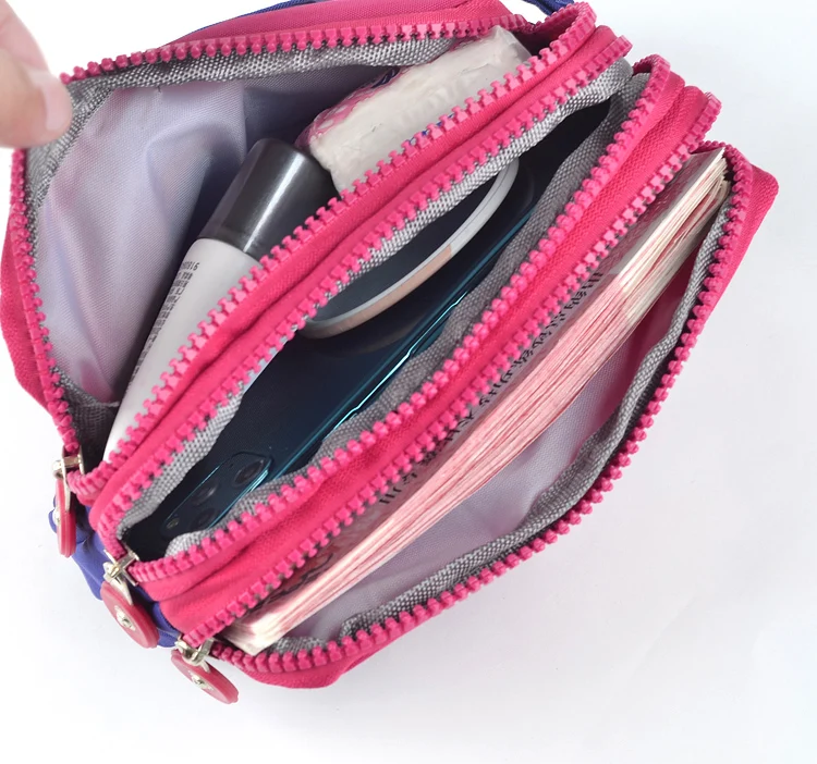 Женские милые кошельки Дамский кошелек сумки с 3 молниями и ремешком на руку для