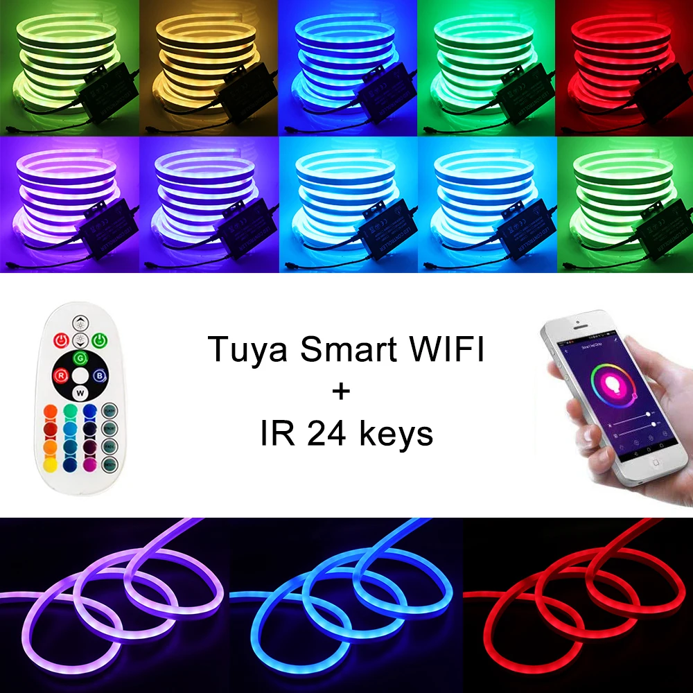 Цветная (RGB) неоновый светильник Wi-Fi Управление RGB Светодиодные ленты + пульт