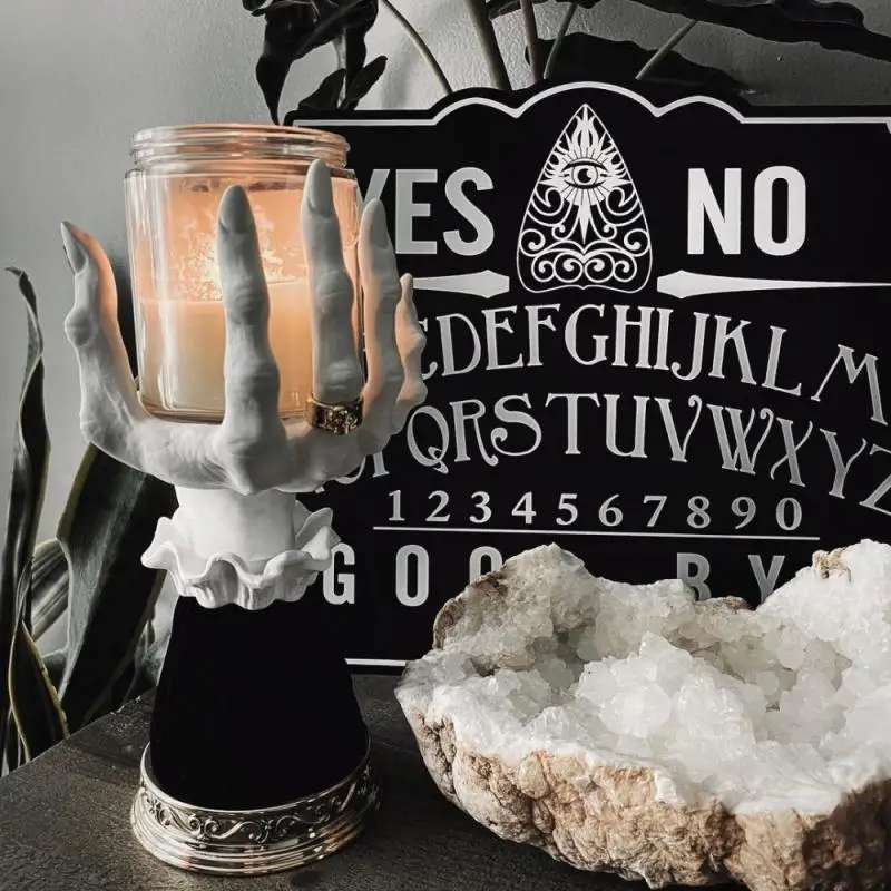 Candelabro de mano de bruja, bandeja de Palma de bruja, soporte de vela de decoraci&oacute;n de luz nocturna divertida de Halloween, env&iacute;o directo-1