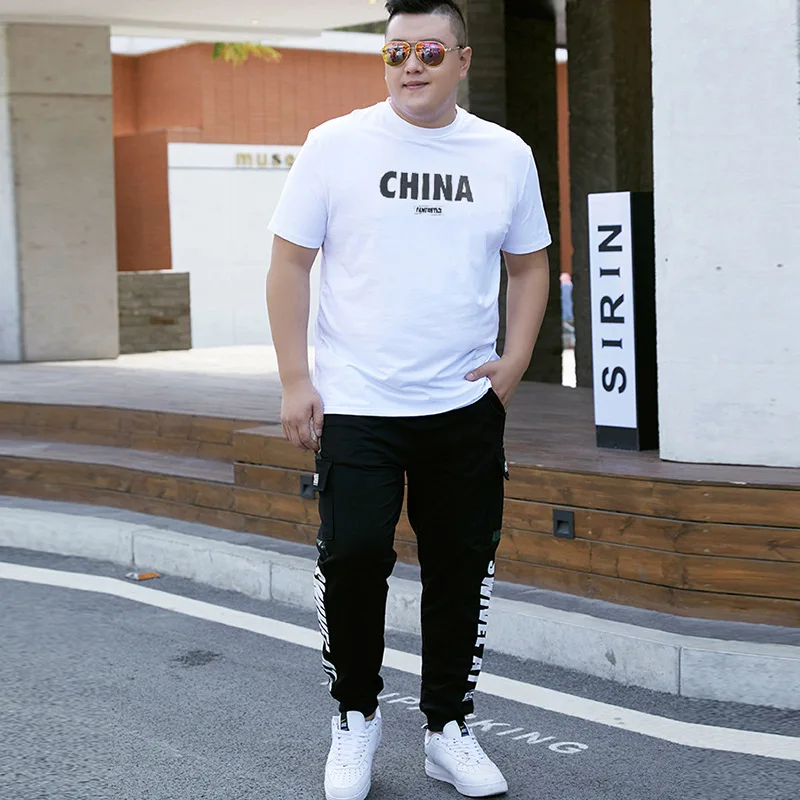 Summer Oversize Casual Mens 2 Pieces Tracksuit Male Plus Size  9XL Short-Sleeved T-shirt +Pant Sets Men China Gym Jogger Suit