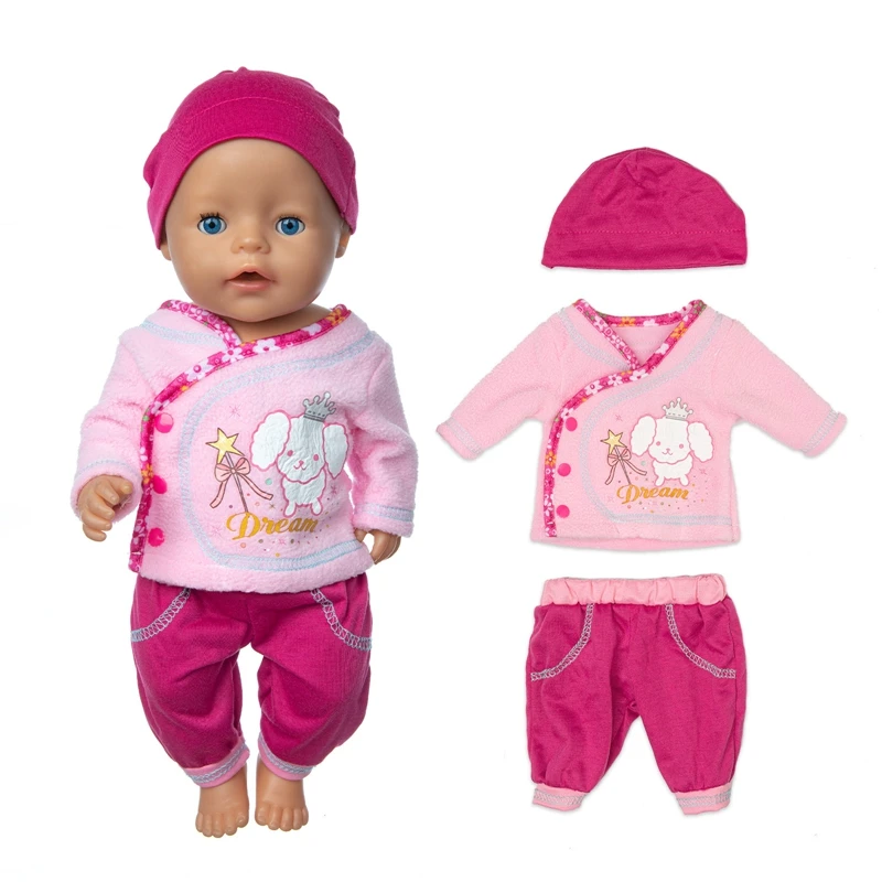 

2021 Baby New Born Fit 18 inch Doll Clothes Accessories 3 piece Elephant Suit With White Red Hat Clothes For Baby Birthday Gift