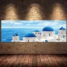 Современный скандинавский фон с изображением Греции, Санторини, Эгейского моря, искусство на холсте, Настенная картина для гостиной, домашний декор