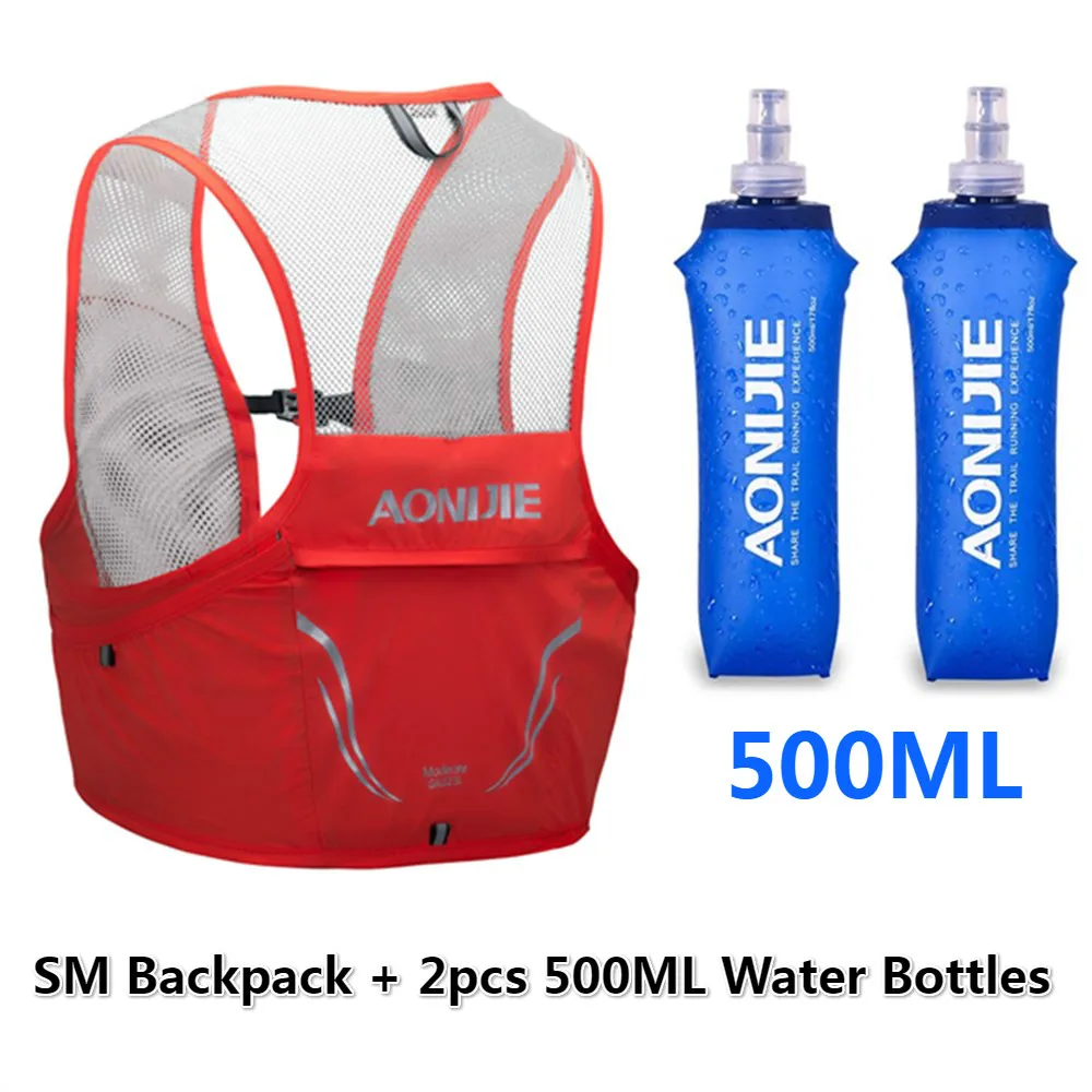 Orange SM Bottles AONIJIE легкий рюкзак для бега нейлоновая сумка 500 мл мягкая фляжка для велоспорта марафон Портативный Сверхлегкий походный мешок 2,5 л - Цвет: Orange SM Bottles
