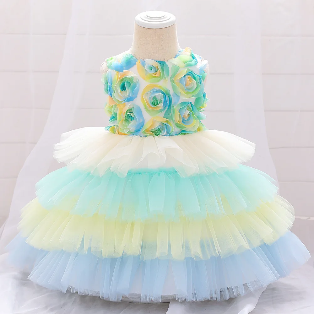 Newborn Flowers Clothes Baby Girl Dress Sleeveless 1st Birthday For Frock Party Princess Vestidos 0-2 Years |