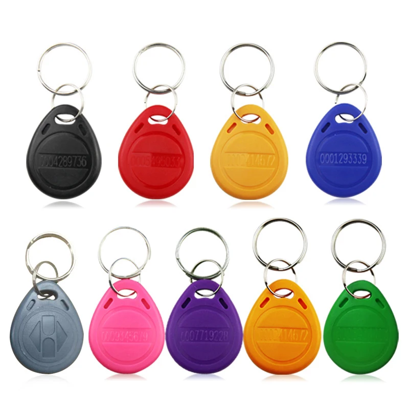 

100pcs RFID Tag 125KHz Proximity RFID Card Keyfobs Key Fob Access Control Smart Card 9 Colors Keyfob RFID Tag Ring Card