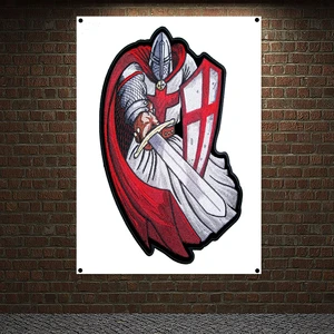 Masonic Flag Knight Templar Order Posters Vintage Print Painting Medieval Warrior Armor Banner Polyester Hanging Cloth Sticker 7