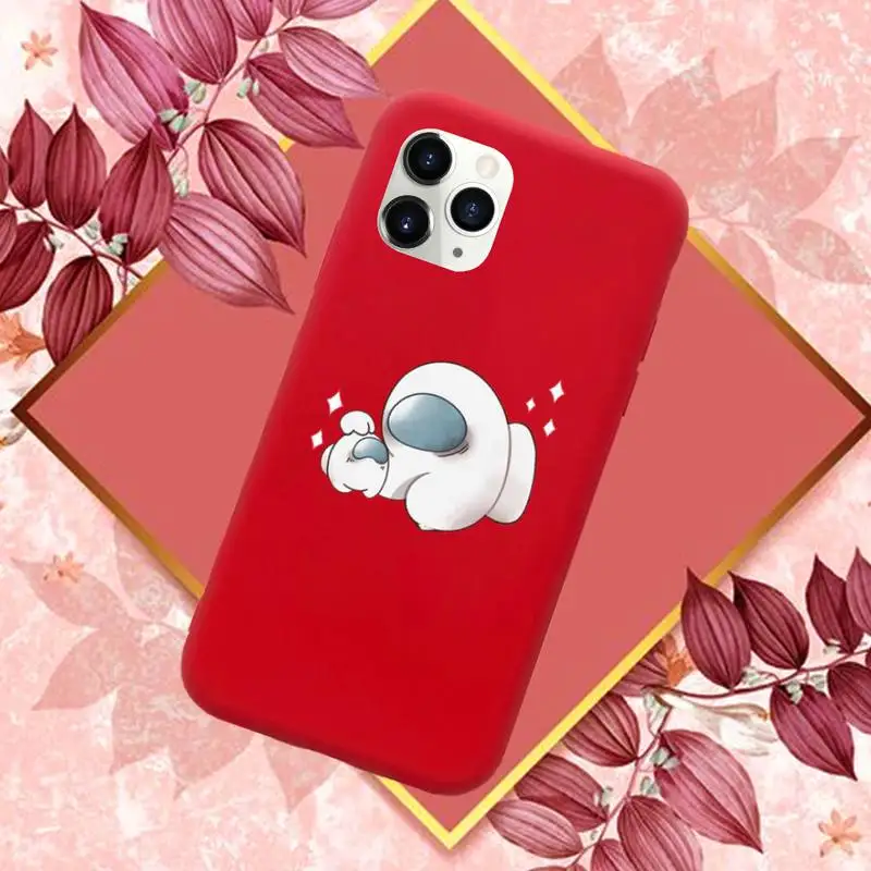 

Among Us Game Phone Case Red Candy Color for iPhone 11 12 mini pro XS MAX 8 7 6 6S Plus X SE 2020 XR