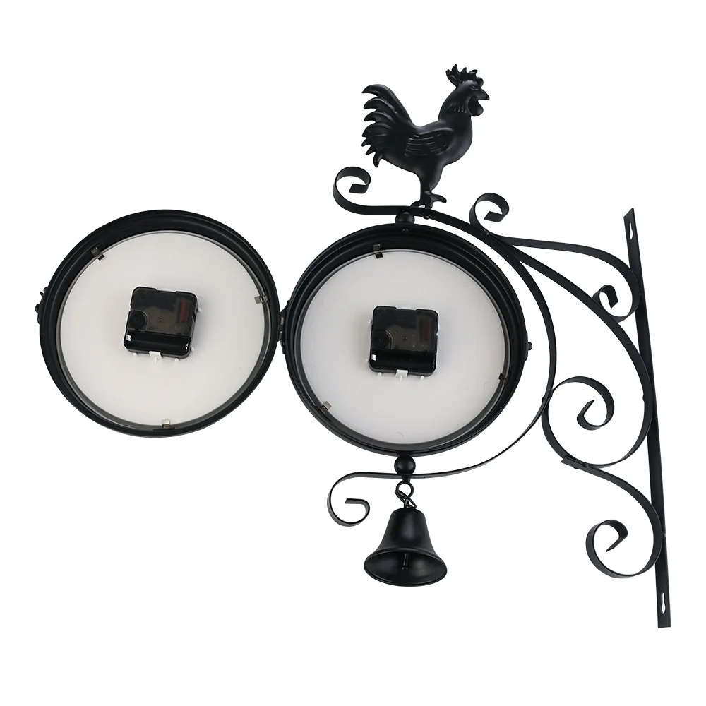 

Creative double-sided wall clock home living room decoration clock iron ornaments silent clock