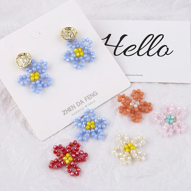 6 шт. корейский модный стиль феи хрустальные бусины кулон медный провод плетеный