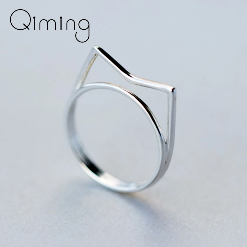 Женское кольцо с кошачьими ушками ручной работы модное минималистичное