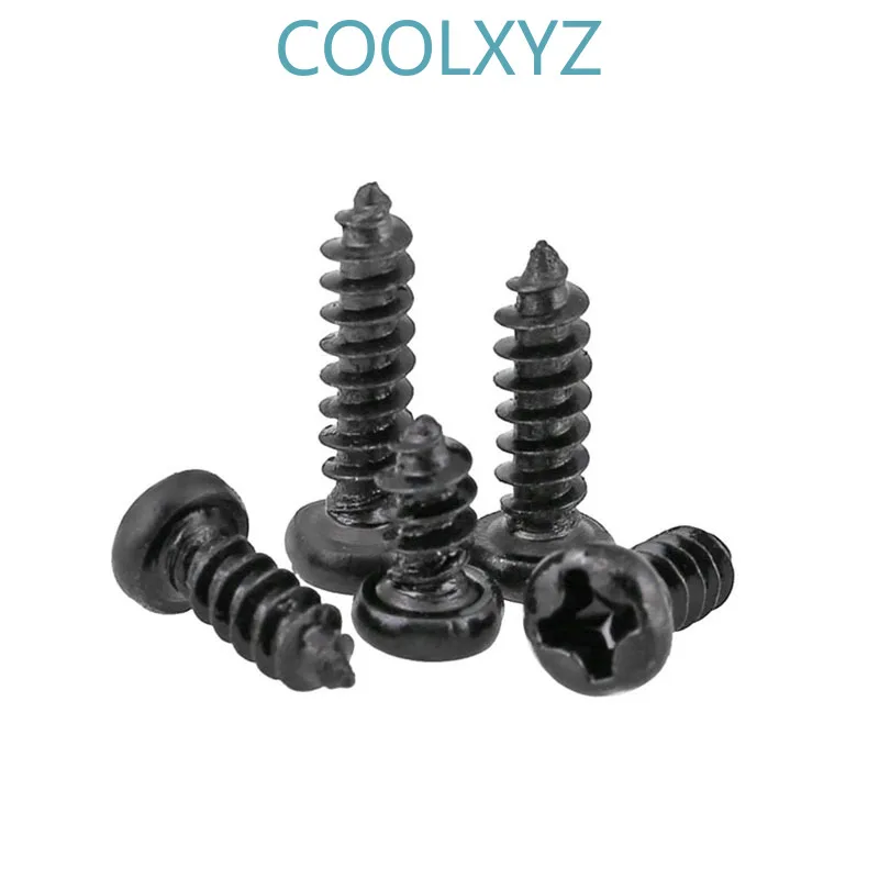 Винты нарезающие черные с крестообразной головкой маленькие электронные винты