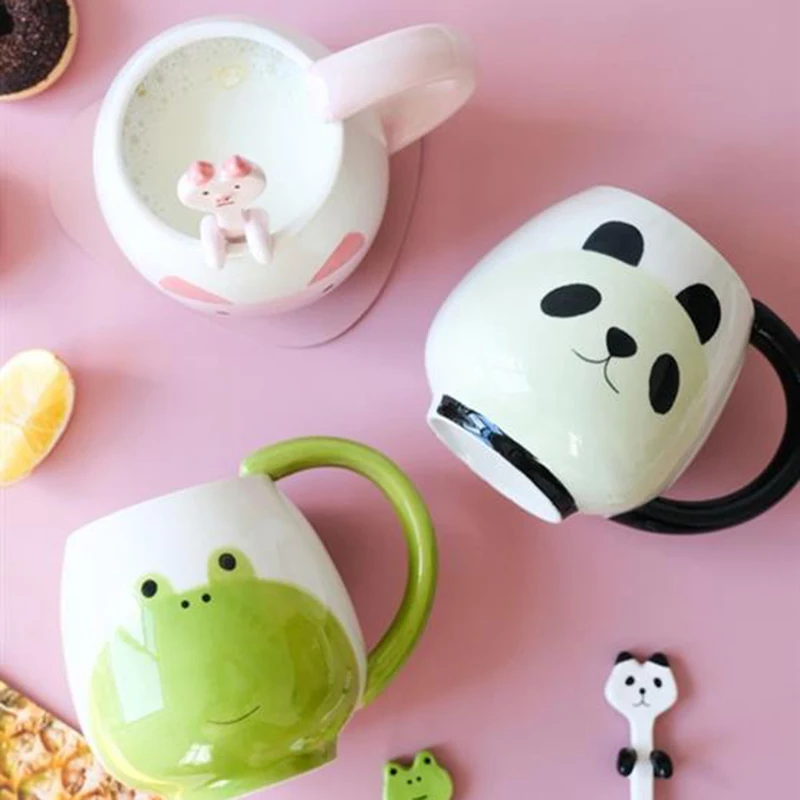 Креативная Милая керамическая детская чашка для воды с мультяшными животными