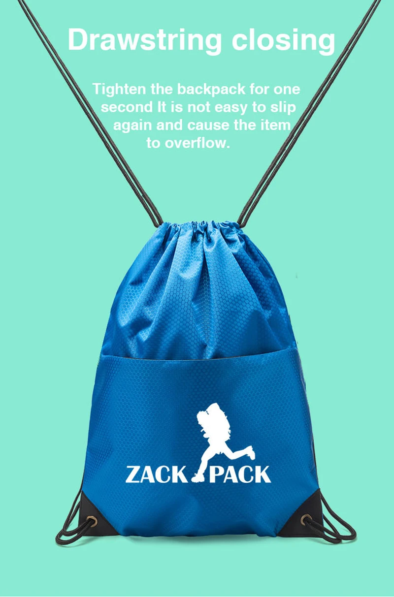 Zackpack спортивный рюкзак со шнуровкой логотип на заказ водонепроницаемый пакет карман на шнурке рюкзак с принтом на заказ