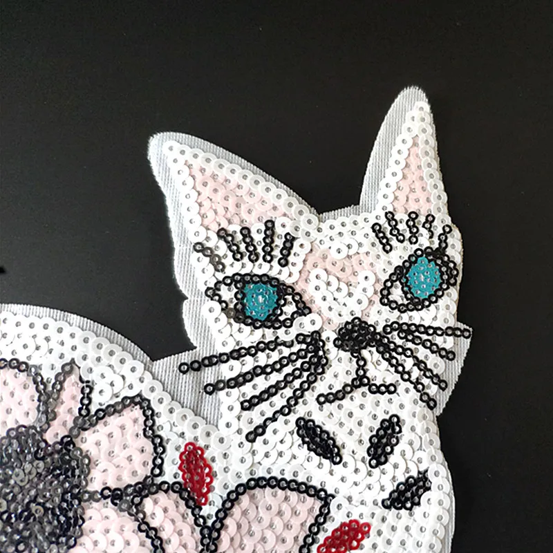 24 см наклейки сделай сам в виде кота цветка пайетки для одежды большой Байкерский