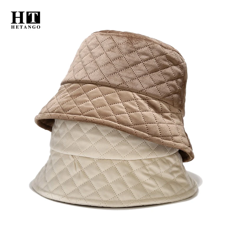 New Autumn And Winter Plaid Fisherman Hat Women Outdoor Warm Flat Top Basin Hat Travel And Leisure All-Match Hats Free Shipping