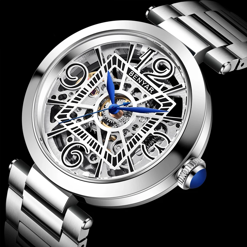 

Luxury Mechanical Watch Men Hollow Tourbillon Stainless Steel Automatic Wristwatch Waterproof Men's Watches Relogio Masculino