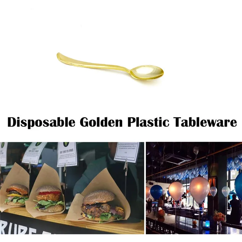75 шт. одноразовые столовые приборы Золотой Пластик посуда 25 вилка ножи ложки на