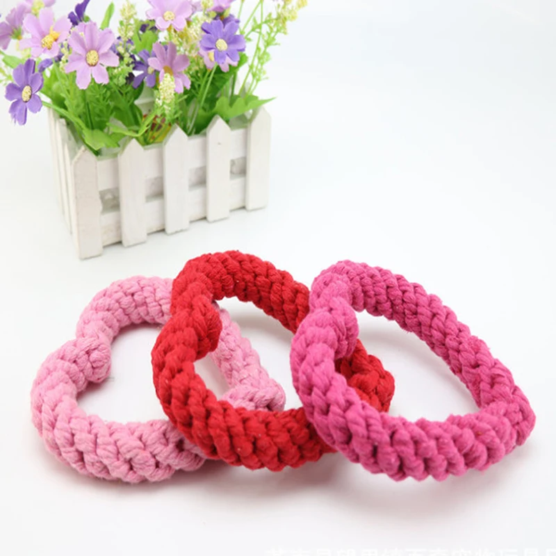 

New Dog Bite Rope Toys Pets Grind Teeth Toy Ropes High Quality Lovely Heart Shape Dogs Tooth Cleaning Pet Doggie Cute Toy