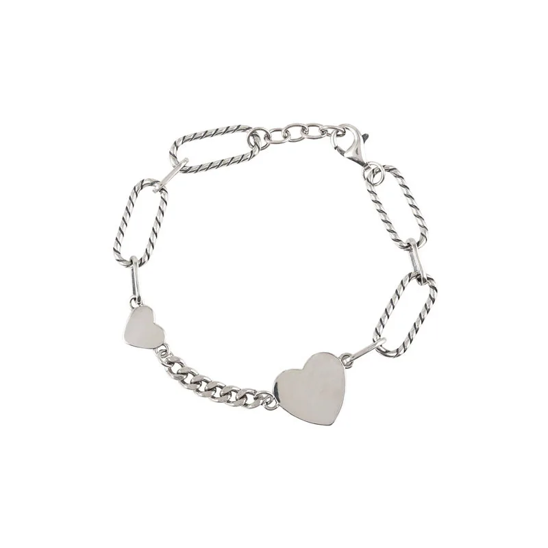 

Silver Plated New Fashion Heart Pendant Charm Bracelet &Bangle Vintage Handmade Party Jewelry for Women Birthday Gift
