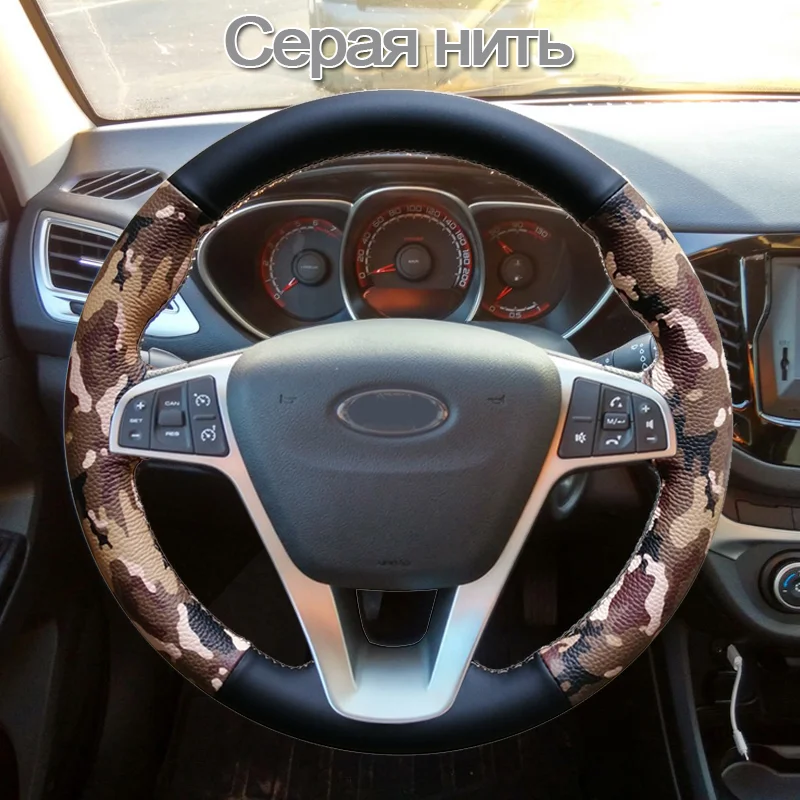 WCaRFun сшитая вручную черная искусственная кожа Чехол рулевого колеса автомобиля