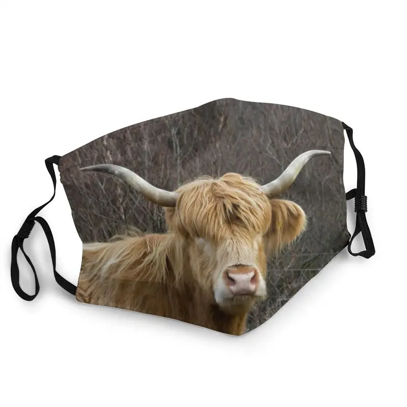

Шотландский крупный рогатого скота Highland корова дышащая унисекс маска для лица для взрослых маска против смога защита от пыли маска респира...