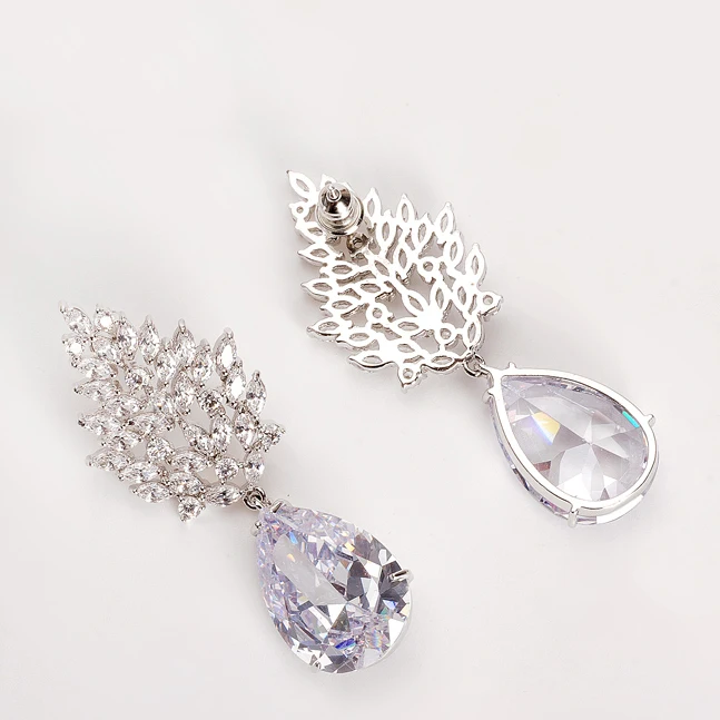 LUOTEEMI элегантные большие серьги в форме капли воды с фианитом Кристалл Свадебные