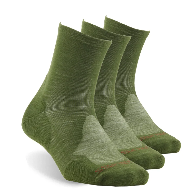 3 pair green Носки для пеших прогулок, ZEALWOOD унисекс, мериносовая шерсть, спортивные носки на открытом воздухе, подушки, футбольные носки - Цвет: 3 pair green