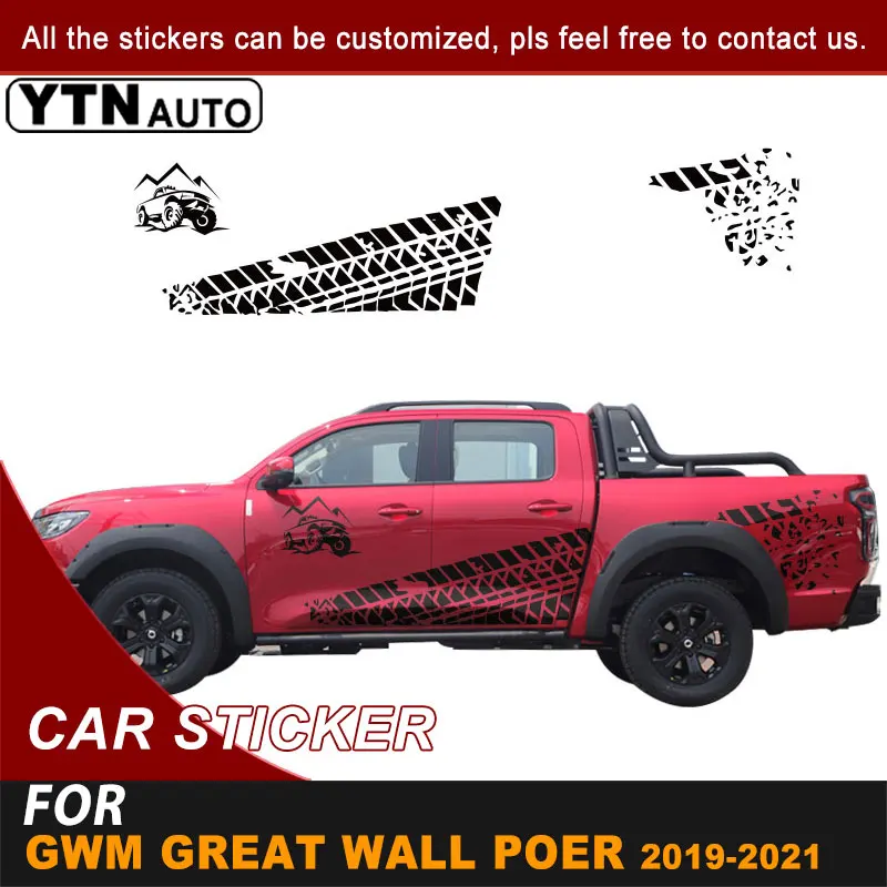 

Боковой кузов автомобиля Наклейка для GWM Ute Great Wall Pao Great Wall Power 2019 2020 2021 Muds шины треки графические виниловые крутые автомобильные наклейки