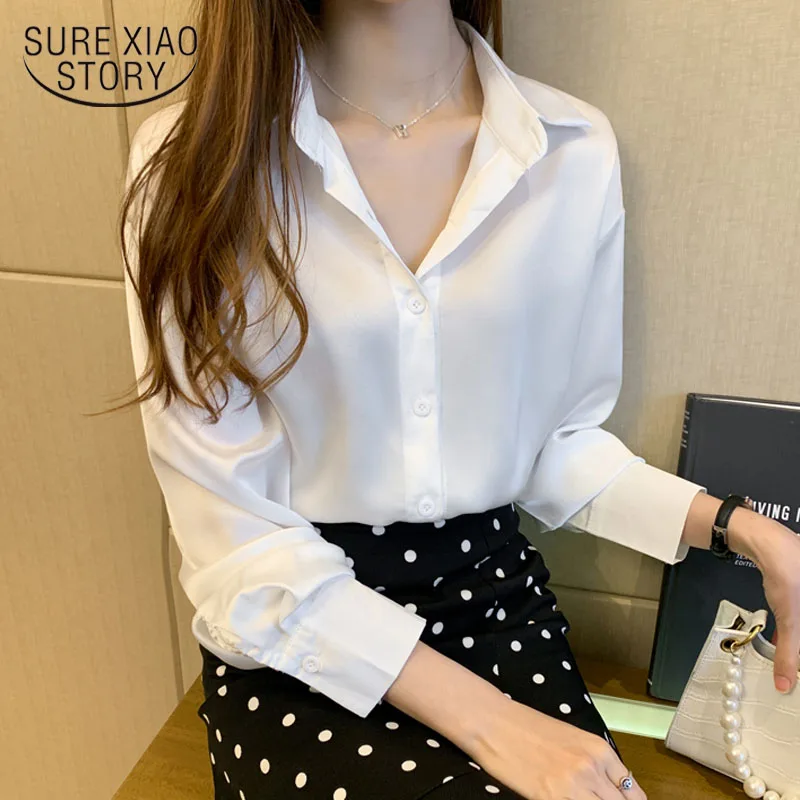 

2020 Autumn Loose Women Blouses and Tops Chiffon Shirts Women Vintage White Long Sleeve Blouse Office Lady Clothes Blusas 10541