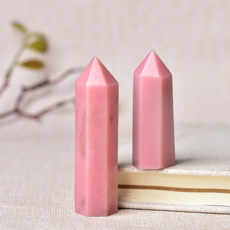 

1PC Natural Crystal Pink Opal Healing Stone Polished Reiki Obelisk Quartz Tower Wand Ornament for Home Decoration DIY Gift