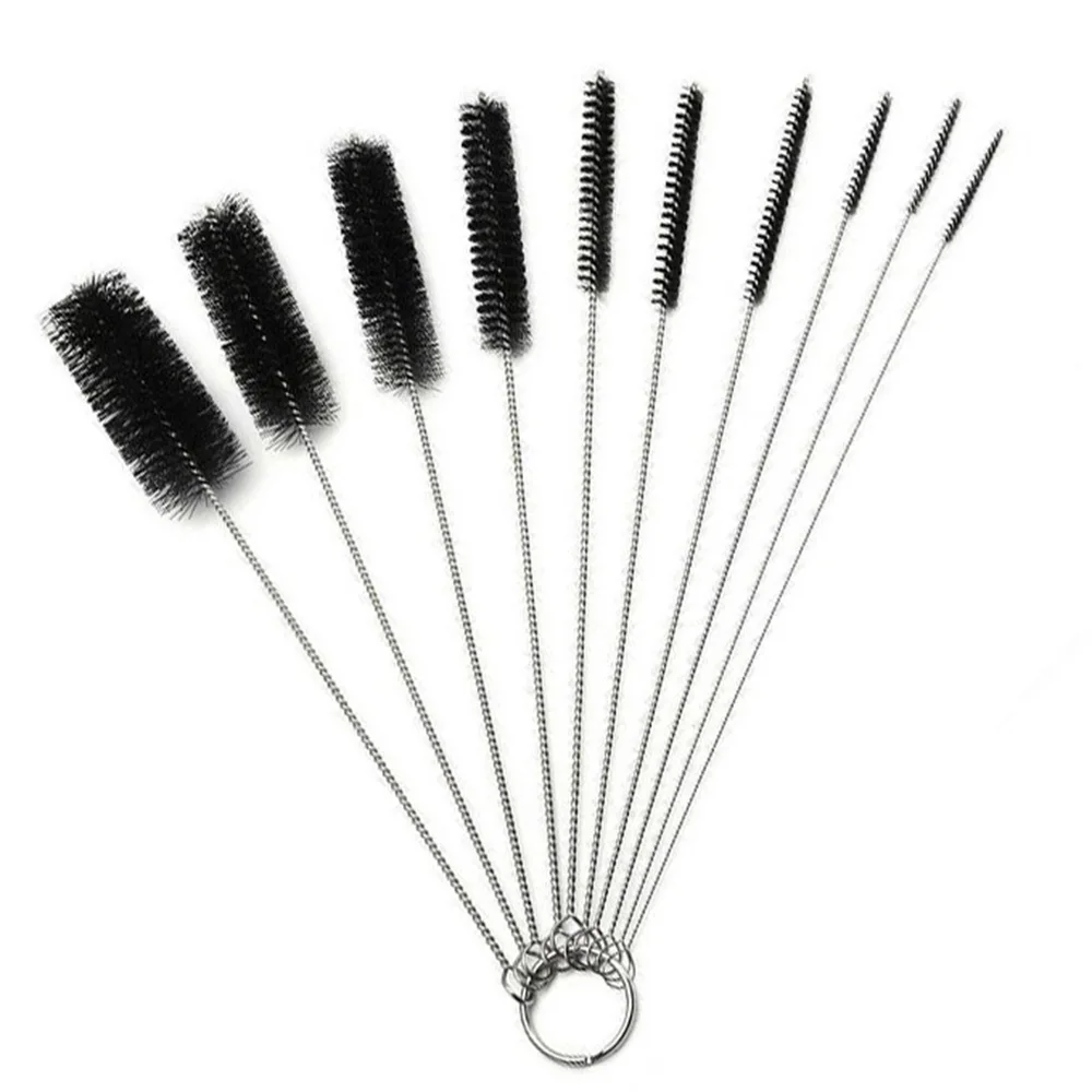

10pcs Bottle Brush Set Nylon Keyaboard Tubes Kettle Straw Multifunctional Long Handle Cleaning Brushes For Home Kitchen