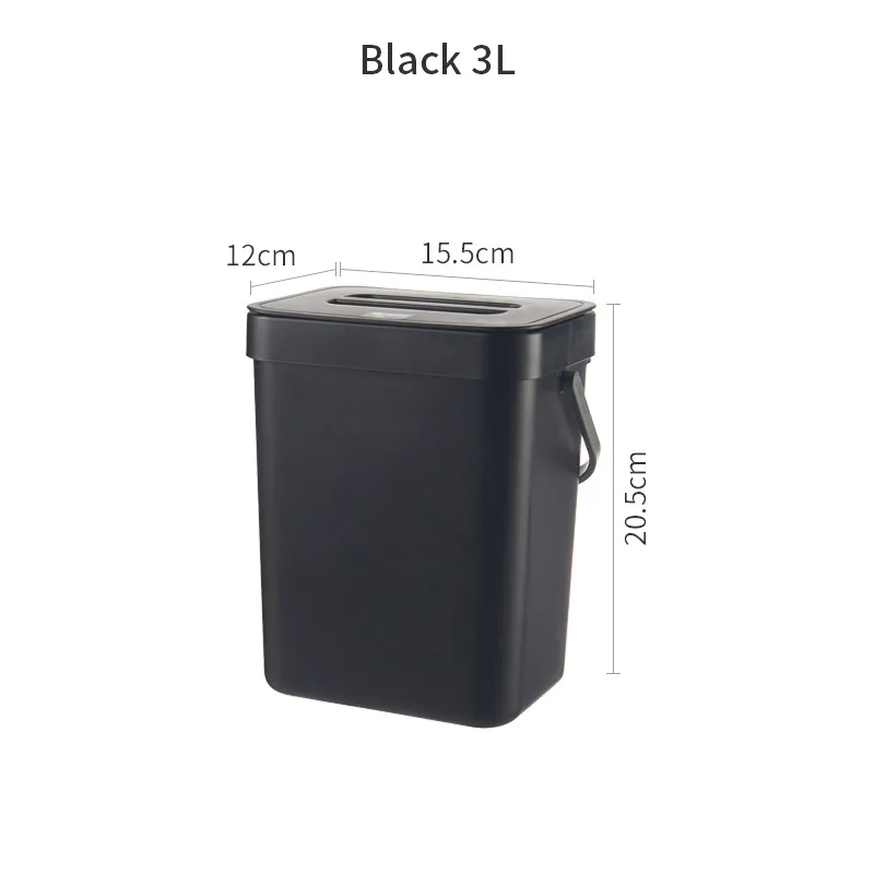 Black-3L 7л ванная комната настенный мусорный бак кухня мусорное ведро гостиная мусорное ведро туалет мусорные баки спальня ведро для мусора в скандинавском стиле - Цвет: Black-3L