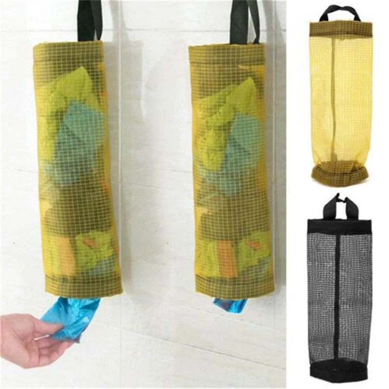 

2 Colors Home Grocery Storage Bag Holder Wall Hanging Bag Kitchen Storage Bag Dispenser Plastic Kitchen Organizer