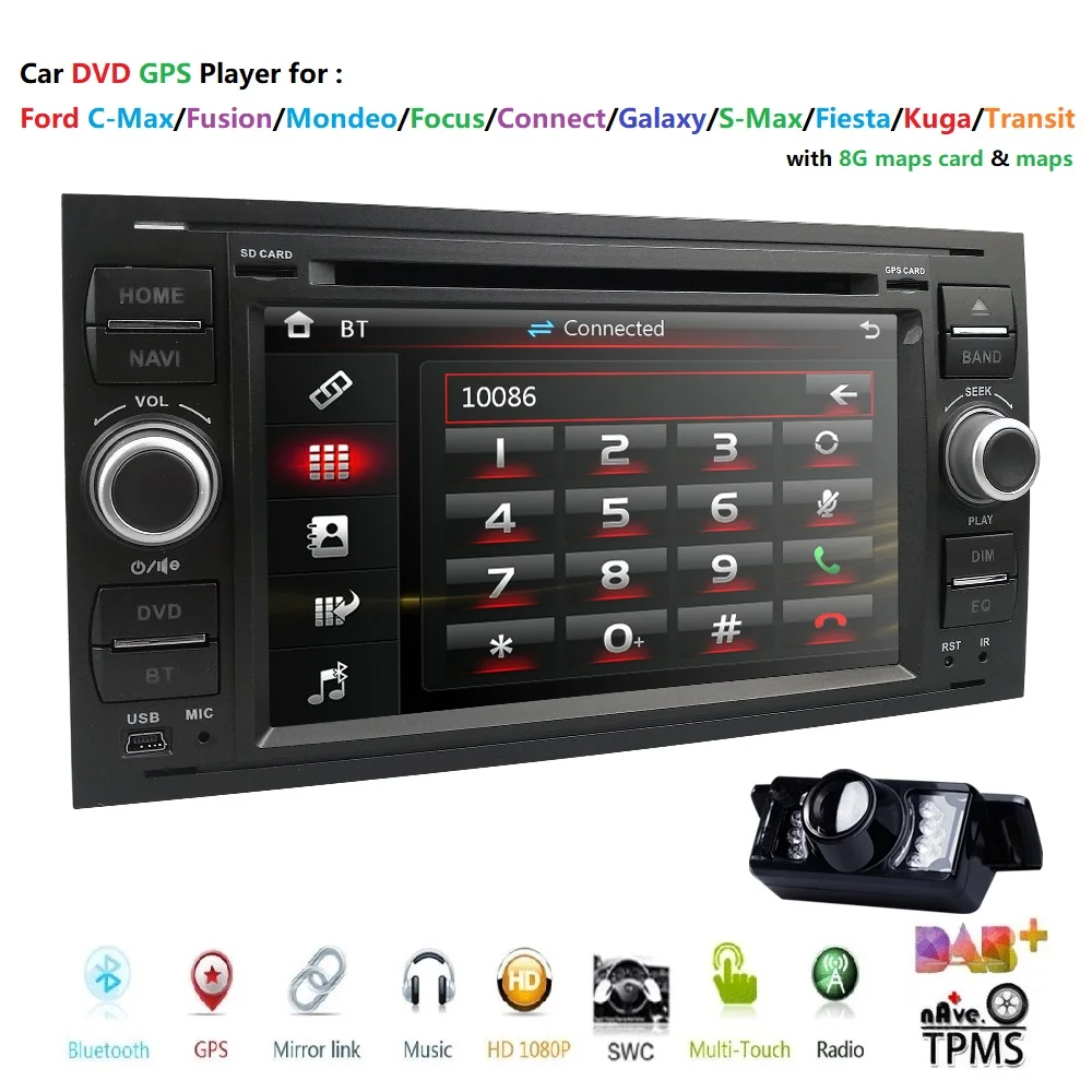 Автомобильный DVD проигрыватель 2din GPS стерео радио аудио для Ford Focus Mondeo S C Max Fiesta | Отзывы и видеообзор