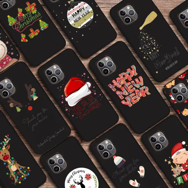 

Merry Christmas cartoon elk Phone Case Candy Color for iPhone 6 7 8 11 12 s mini pro X XS XR MAX Plus