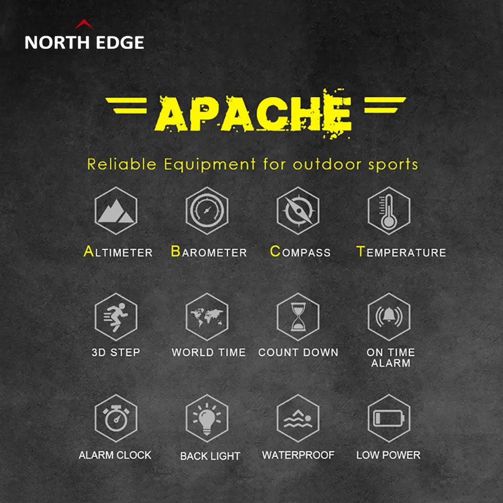 north edge apache smart watch men sport smartwatch for running climbing swimming compass altimeter barometer waterproof 50m free global shipping
