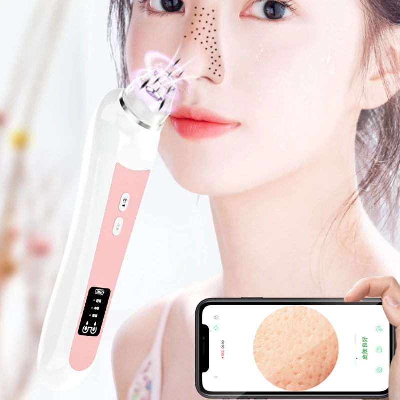 Blackhead Remover Vacuum With Camera USB Rechargeable WIFI 20X Microscope Visual Cleaner w 6 replaceable probe | Инструменты