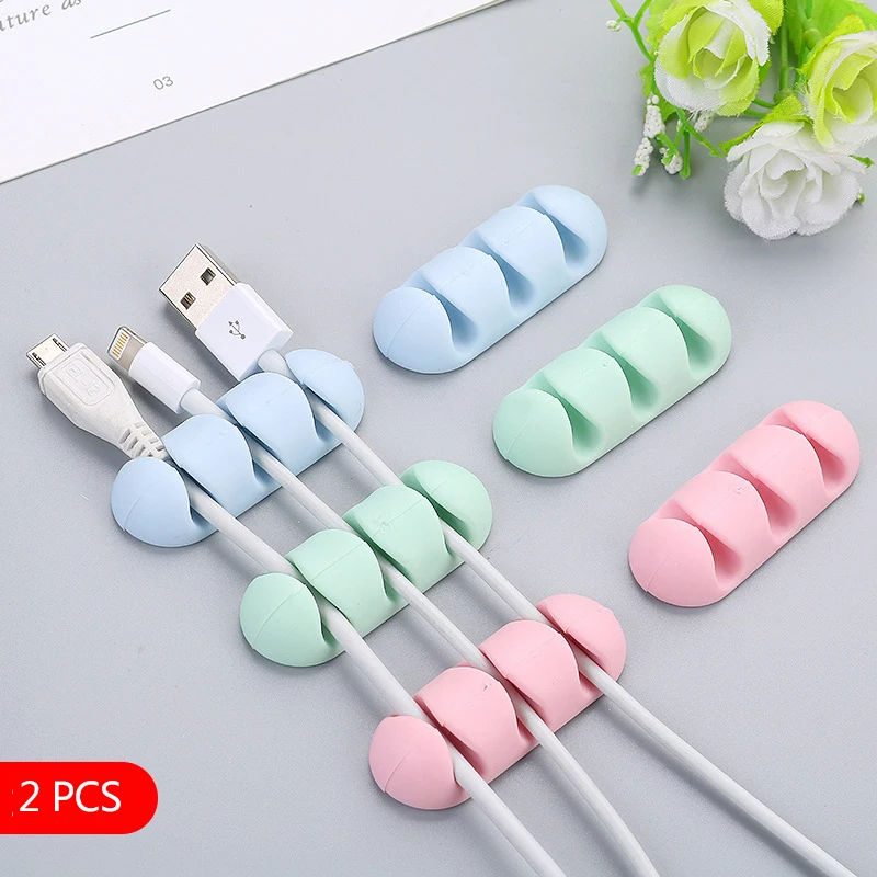 2 шт. силиконовый держатель для проводного Кабеля органайзер сматывания кабелей