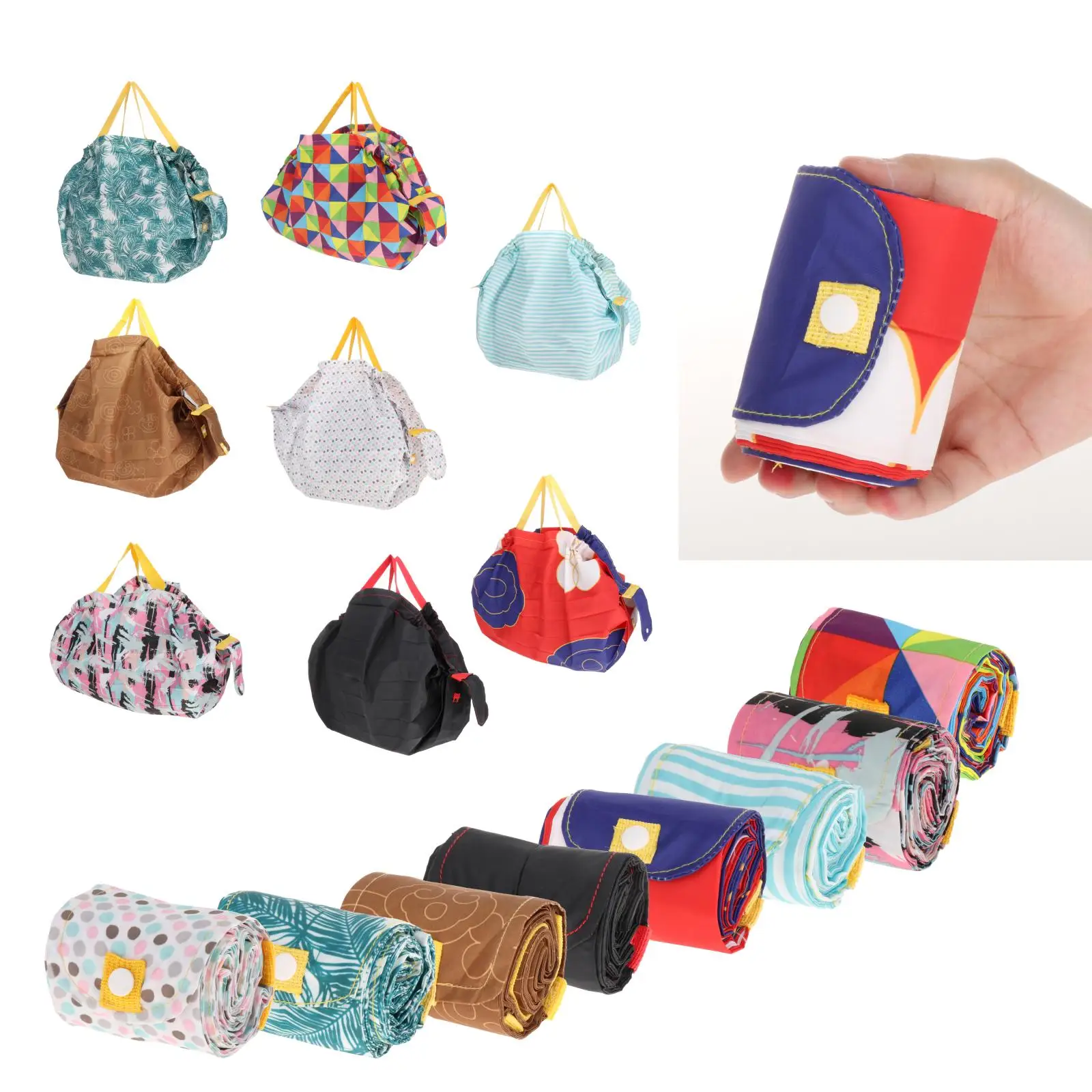 

Large Reusable Shopper Womens Foldable Ladies Shopping Hand Tote Folding Bag Washable Handle Supermarket Bag