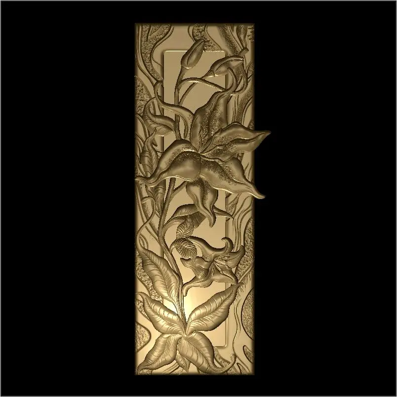 Lilien Blumen в рамке 3d стиль для ЧПУ маршрутизатора Aspire Artcam Cut3D декоративная панель