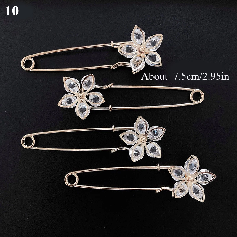 

1Set Delicate Pearl Brooches Pins For Women Dress Anti-glare Rhinestone Decoration Buckle Broche Pin Hijab Pins Accessories Gift