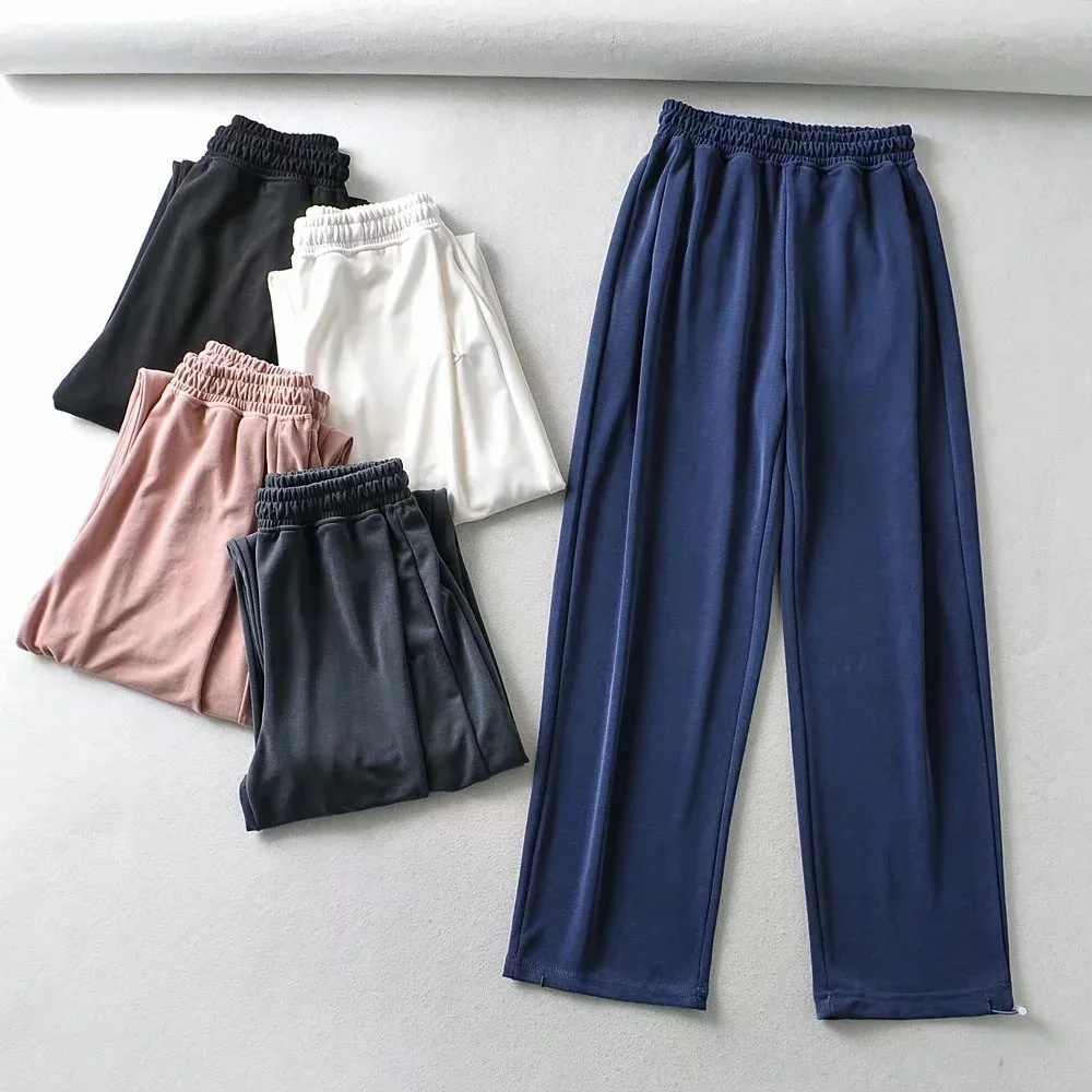 

Однотонные свободные брюки, женские брюки, высокая талия Повседневный стиль