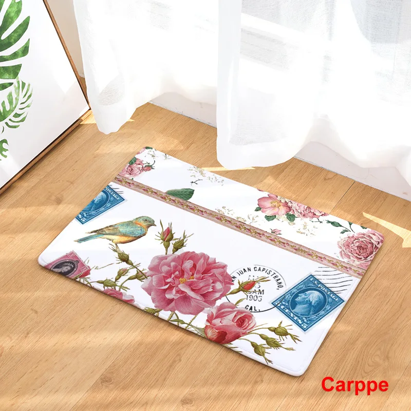 

Retro Flower Floor Mats Living Rooms Anti-slip Carpet for Bedroom Kitchen Bathroom Rug Welcome Mats for Front Door