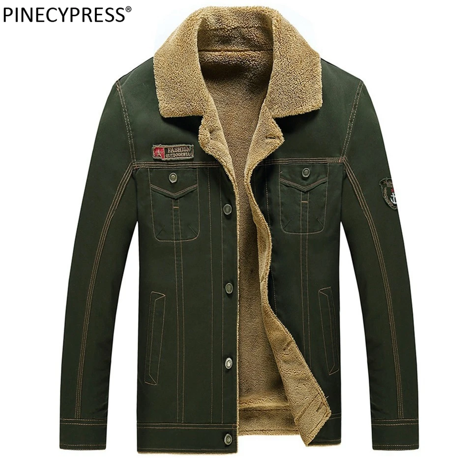 Мужская летная куртка 100% хлопок толстая флисовая на молнии солдат