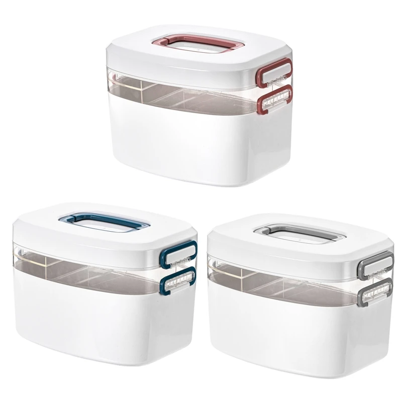 

Large Capacity 2 Layers Medicine Storage Box Organizer Family Emergency Case C63B