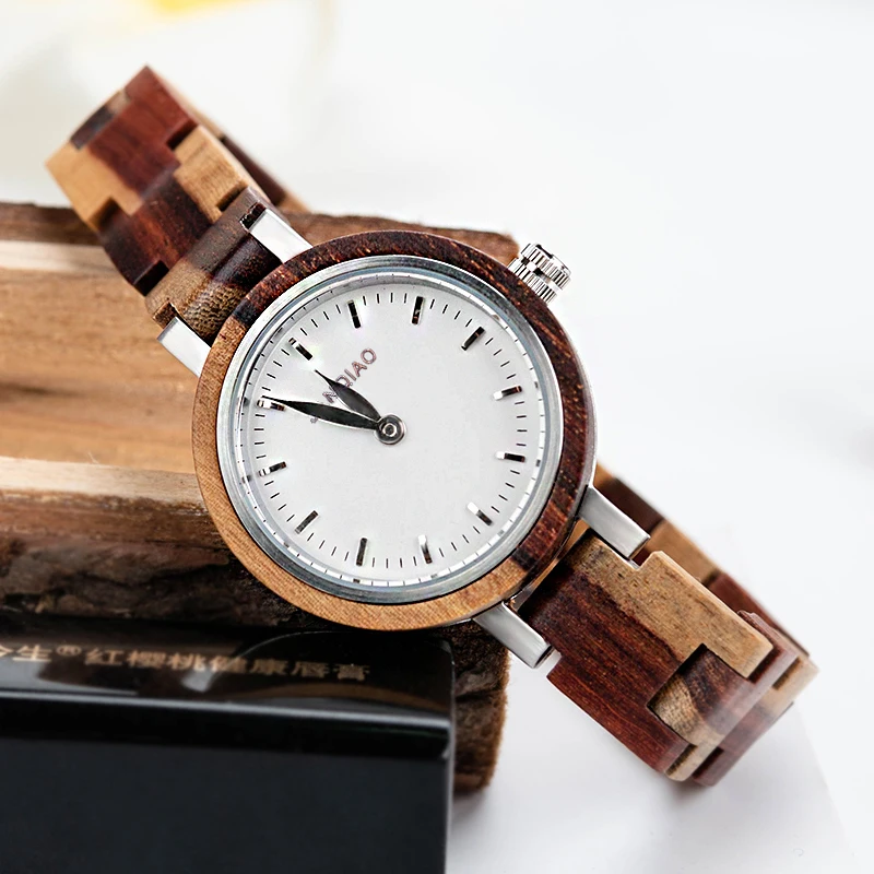 Элегантные Деревянные часы женские для влюбленных браслет из сандалового дерева