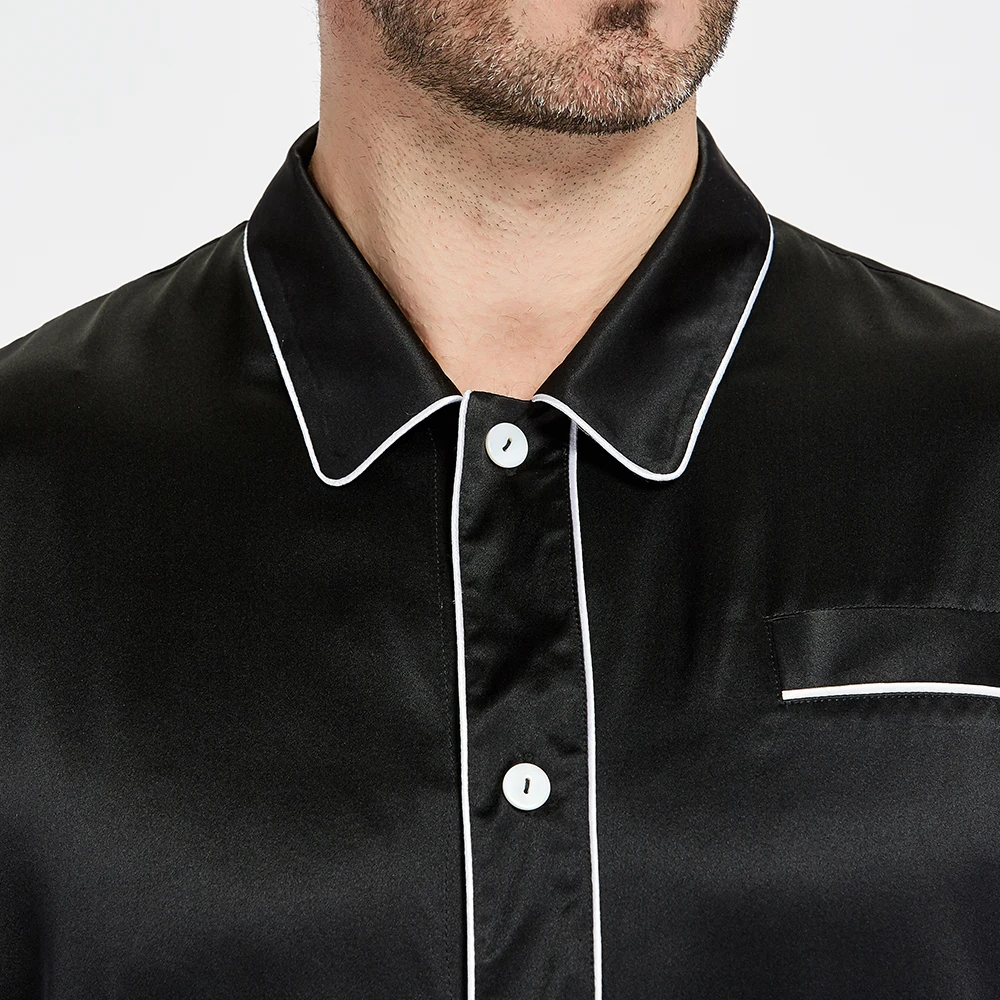 LILYSILK 100 Silk Pajamas Set For Men 22 momme Luxury Full Length Long Contrast Trim Men's Clothing Free Shipping