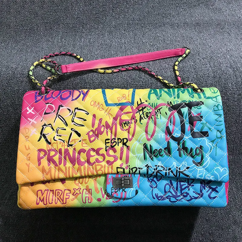 Женская сумка в стиле граффити большая дорожная на плечо дизайнерские сумки