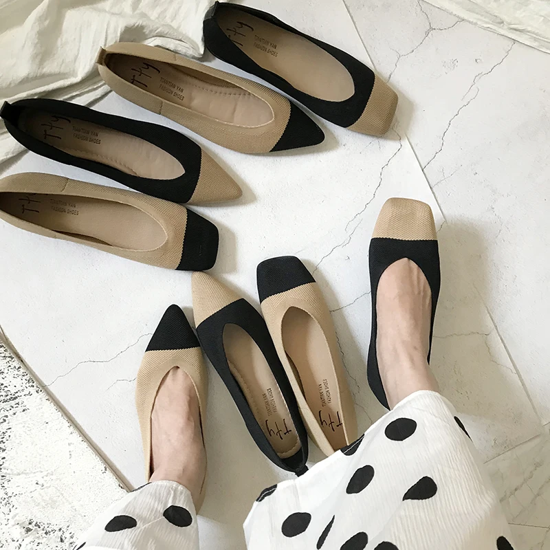 Новая женская обувь Дышащие детские вязаные V разноцветного